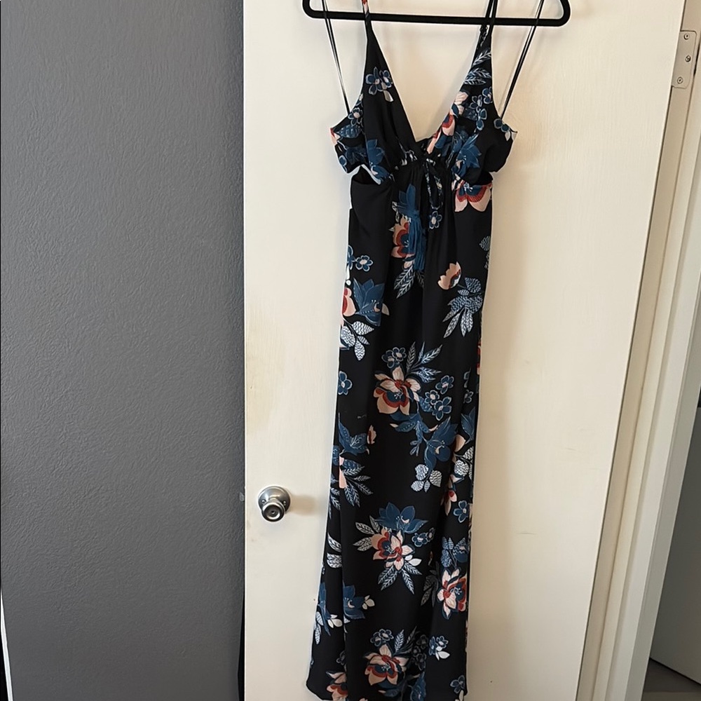 Blue Blush Black and Blue Ruffled Sundress Maxi